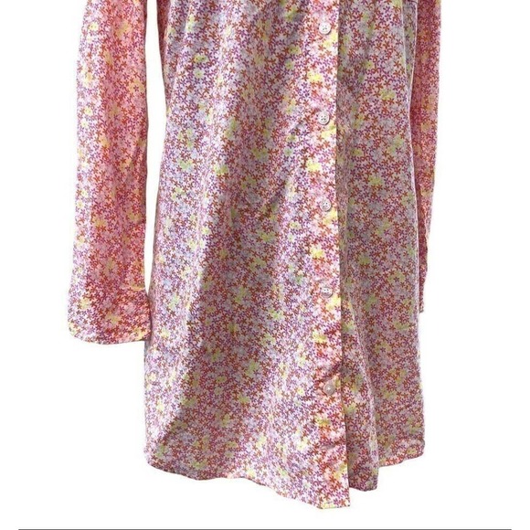 Victorias Secret Night Shirt Womens Medium Pink Floral Cottagecore Sleep Shirt - Picture 3 of 13